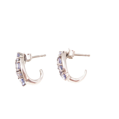 Chuck Clemency 925 Sterling Silver Real Multi-Cut Tanzanite Cluster Earrings
