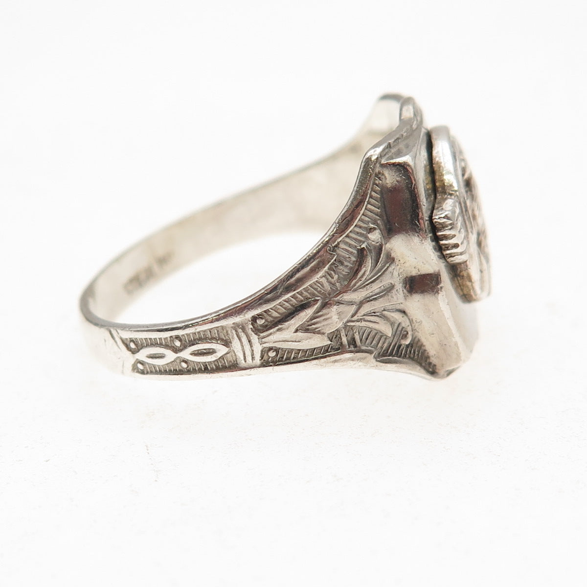 925 Sterling Silver Antique WWII US Army Eagle Oxidized Signet Ring Size 12