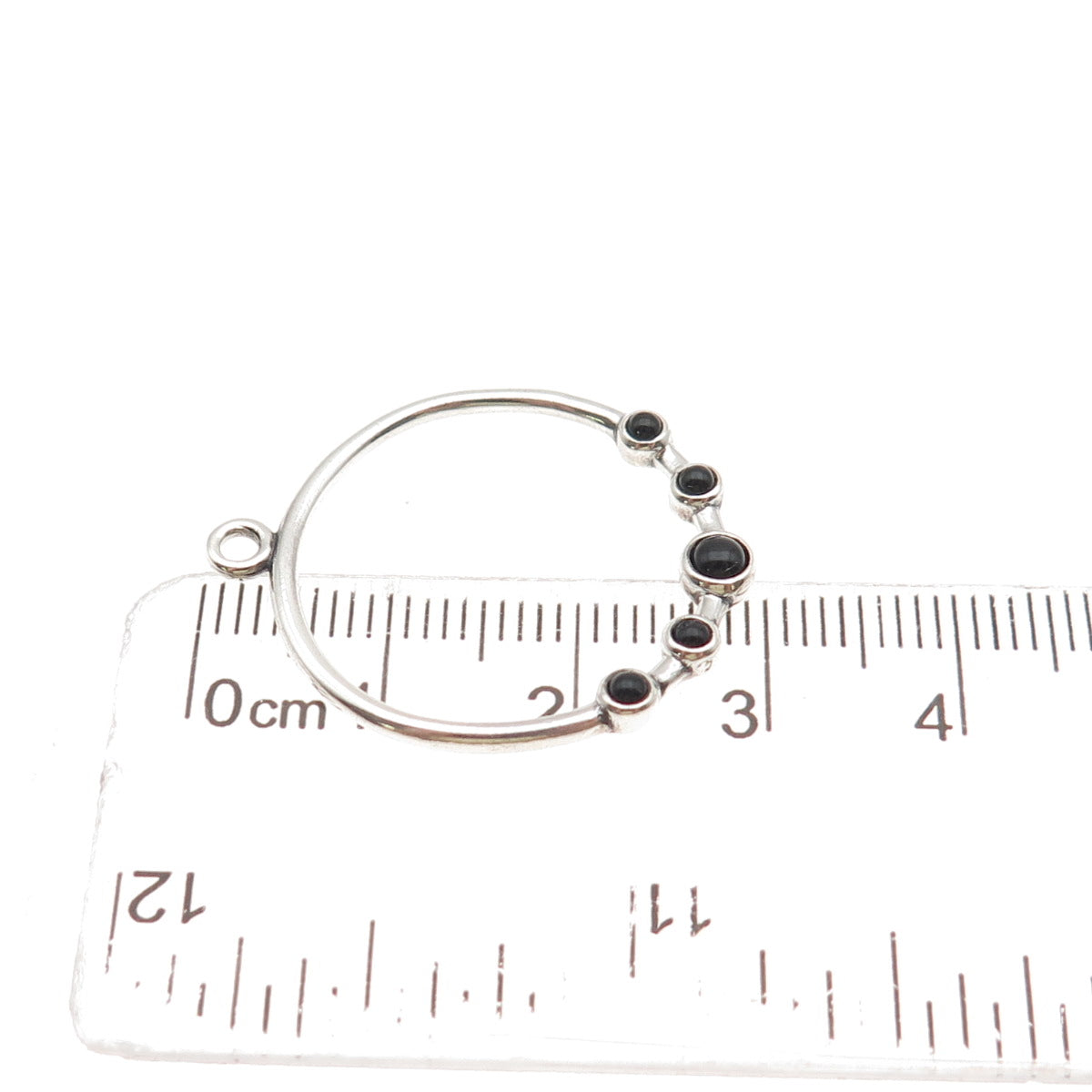 PANDORA 925 Sterling Silver Real Black Onyx Circle Charm Pendant