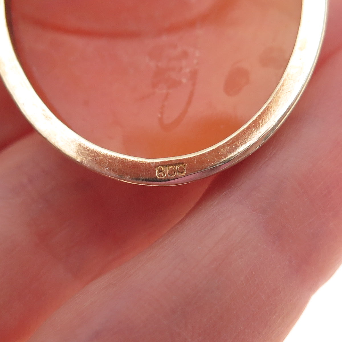 800 Silver Gold Plated Antique Art Deco Real MOP Lady Cameo Pin Brooch / Pendant
