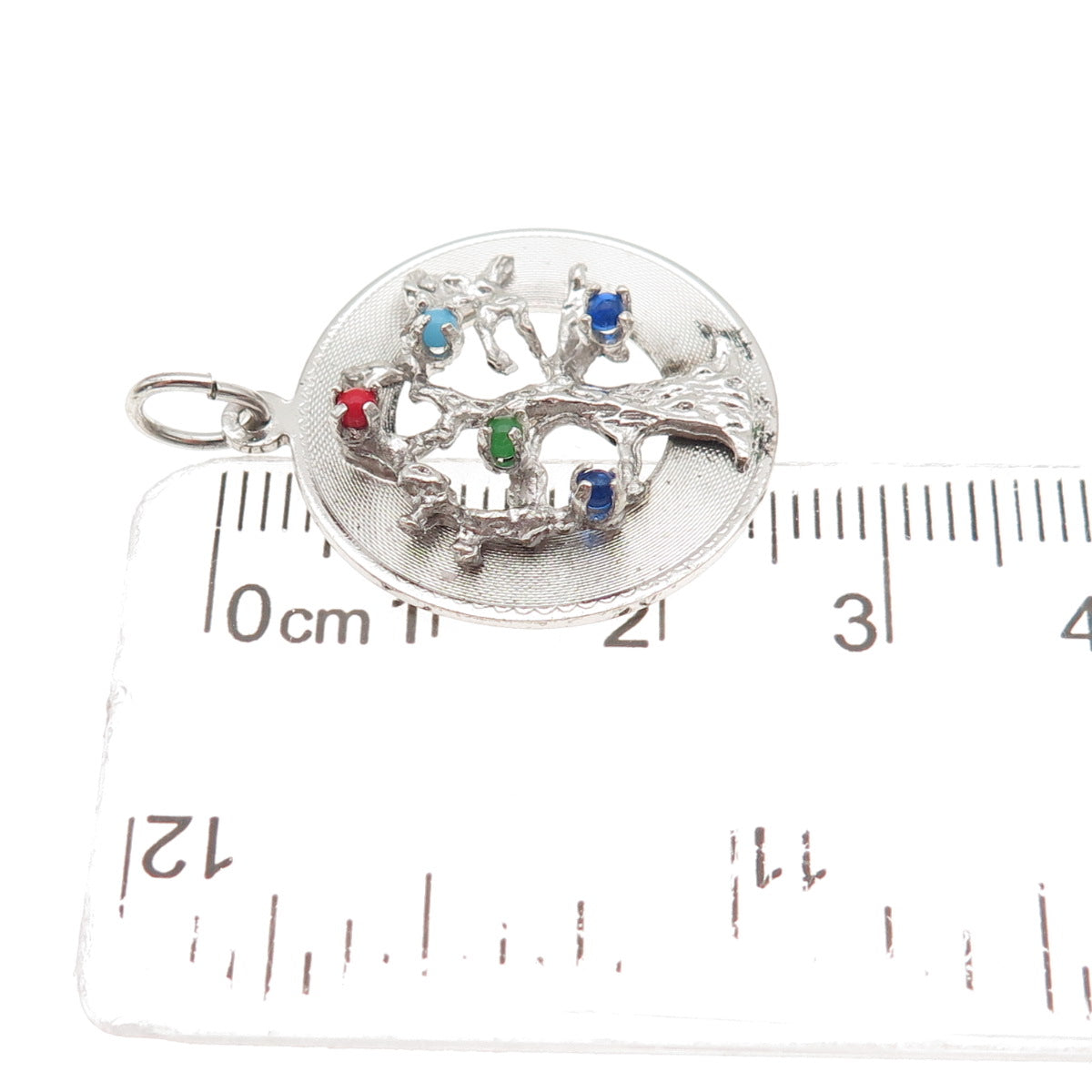 MARK MERCY 925 Sterling Silver Vintage Rhinestone Tree of Life Charm Pendant