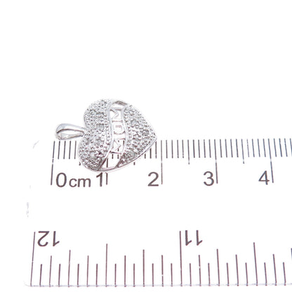 925 Sterling Silver Real Diamond Mom Heart Minimalist Charm Pendant
