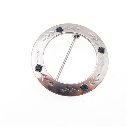 Griffith & Sons Sterling Silver Antique Art Deco Rhinestone Circle Pin Brooch