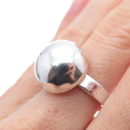 925 Sterling Silver Vintage Modernist Dome Ring Size 7