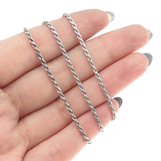 925 Sterling Silver Italy Twisted Rope Chain Necklace 14"