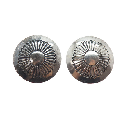Old Pawn Sterling Silver Vintage Southwestern Concho Tribal Oxidized Earrings