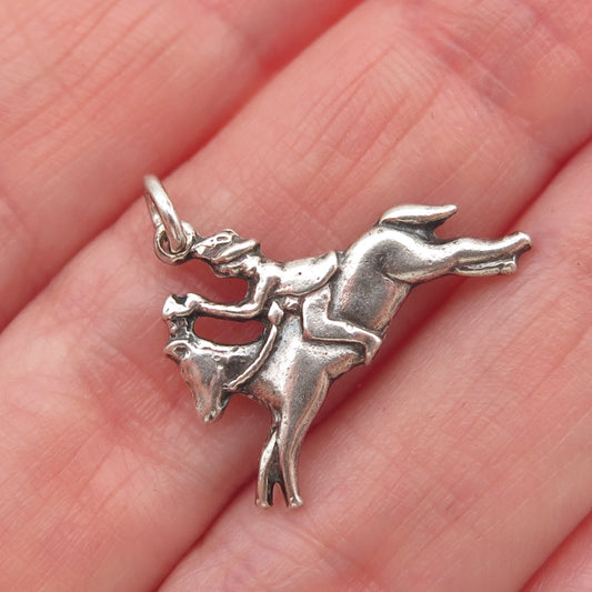 925 Sterling Silver Antique Art Deco Horse & Rider Mini Charm Pendant