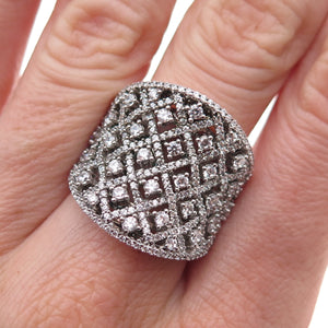 925 Sterling Silver Round-Cut C Z Sparkle Ring Size 7.25