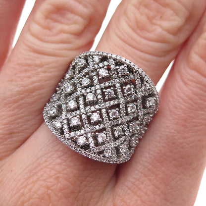 925 Sterling Silver Round-Cut C Z Sparkle Ring Size 7.25