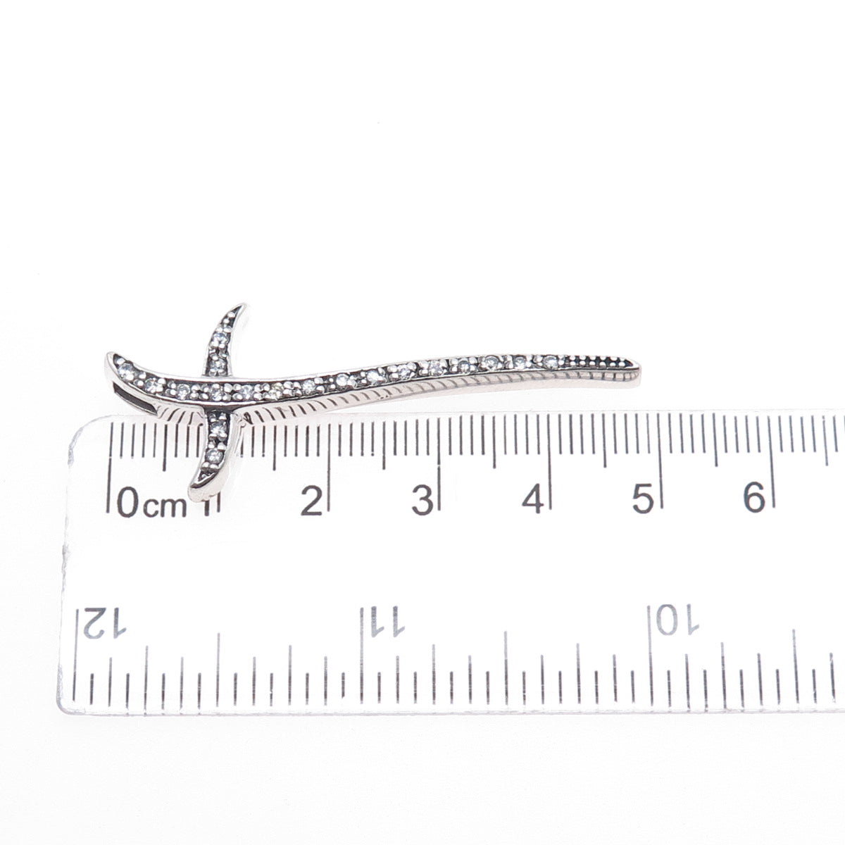 925 Sterling Silver Round-Cut C Z Cross Sword Slide Pendant