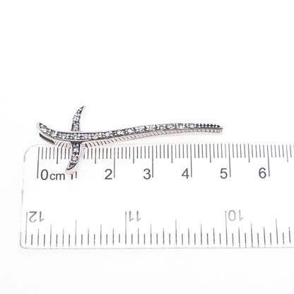 925 Sterling Silver Round-Cut C Z Cross Sword Slide Pendant