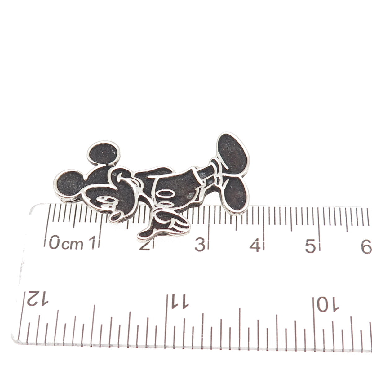 Disney 925 Sterling Silver Vintage Mickey Mouse Oxidized Slide Charm Pendant