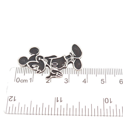 Disney 925 Sterling Silver Vintage Mickey Mouse Oxidized Slide Charm Pendant