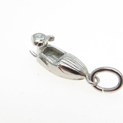 925 Sterling Silver Vintage Motor Boat 3D Charm Pendant