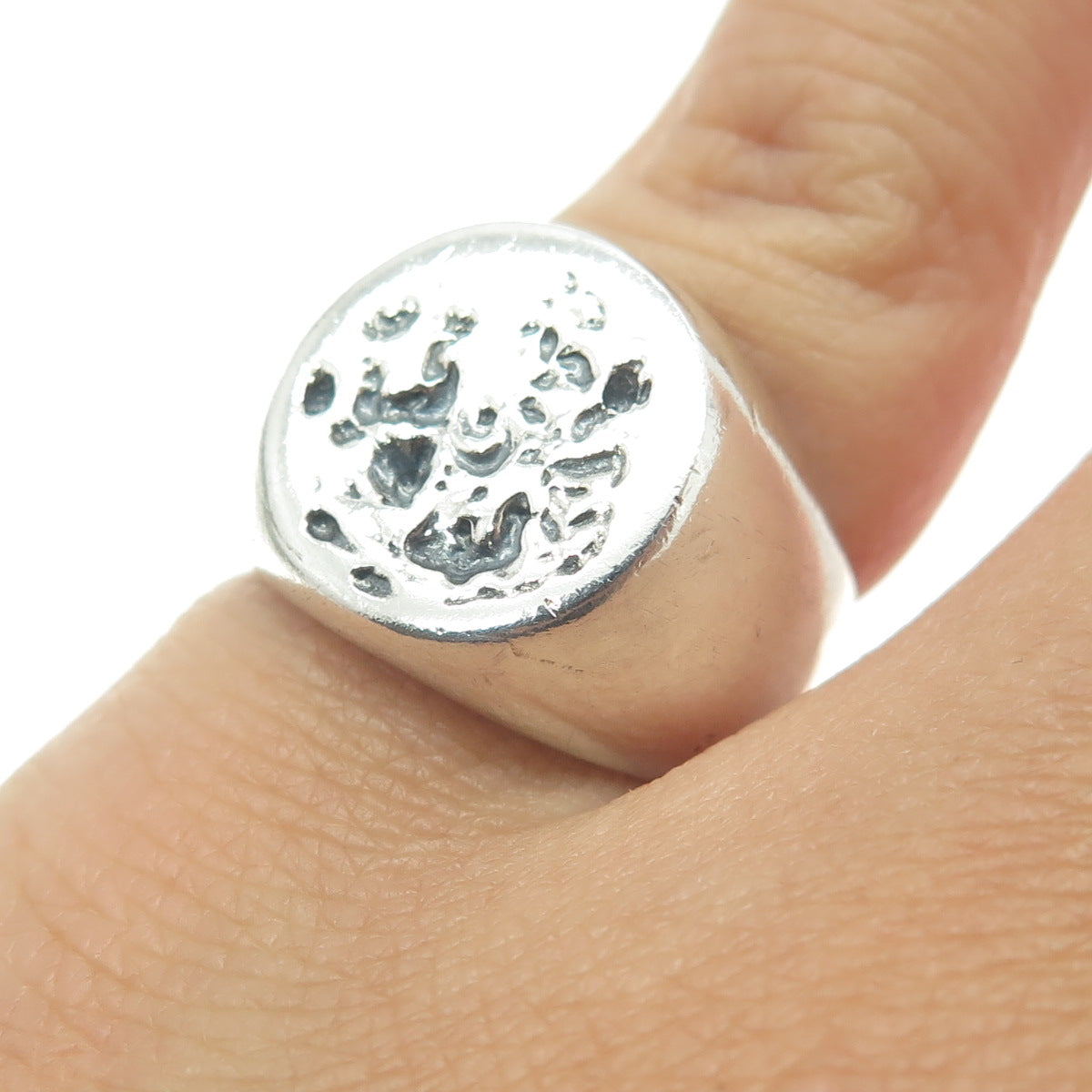 925 Sterling Silver Vintage Full Moon Signet Ring Size 5.25