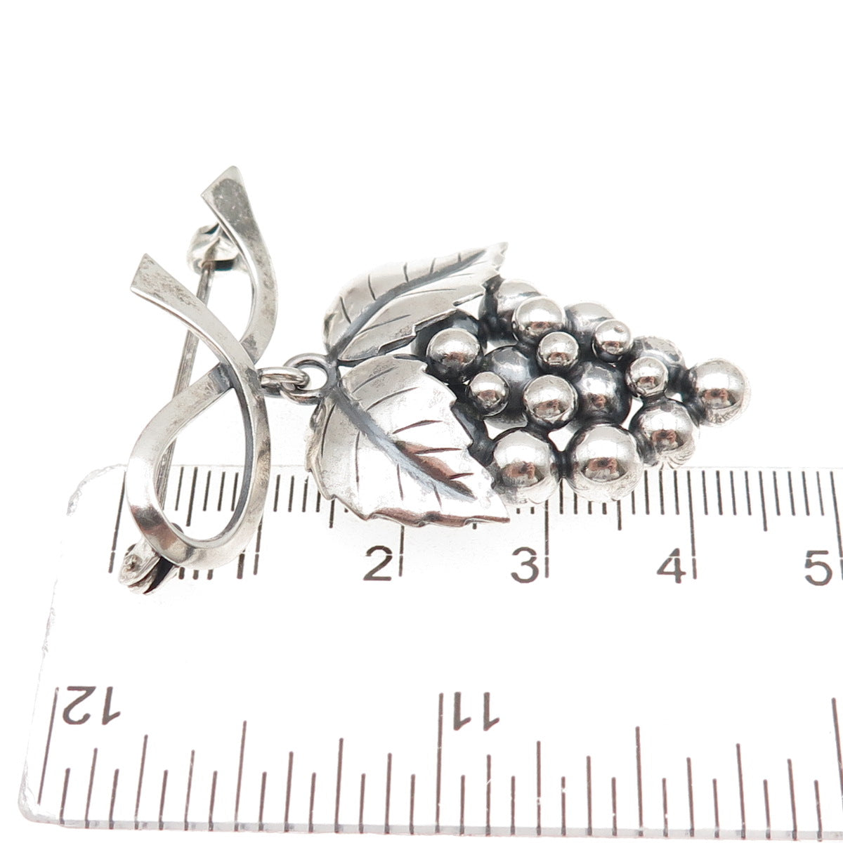 John Lauritzen 925 Sterling Silver Antique Art Deco Denmark Grape Pin Brooch