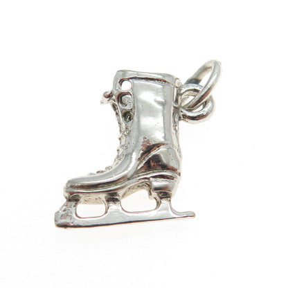 925 Sterling Silver Vintage Ice Skating Shoe 3D Charm Pendant