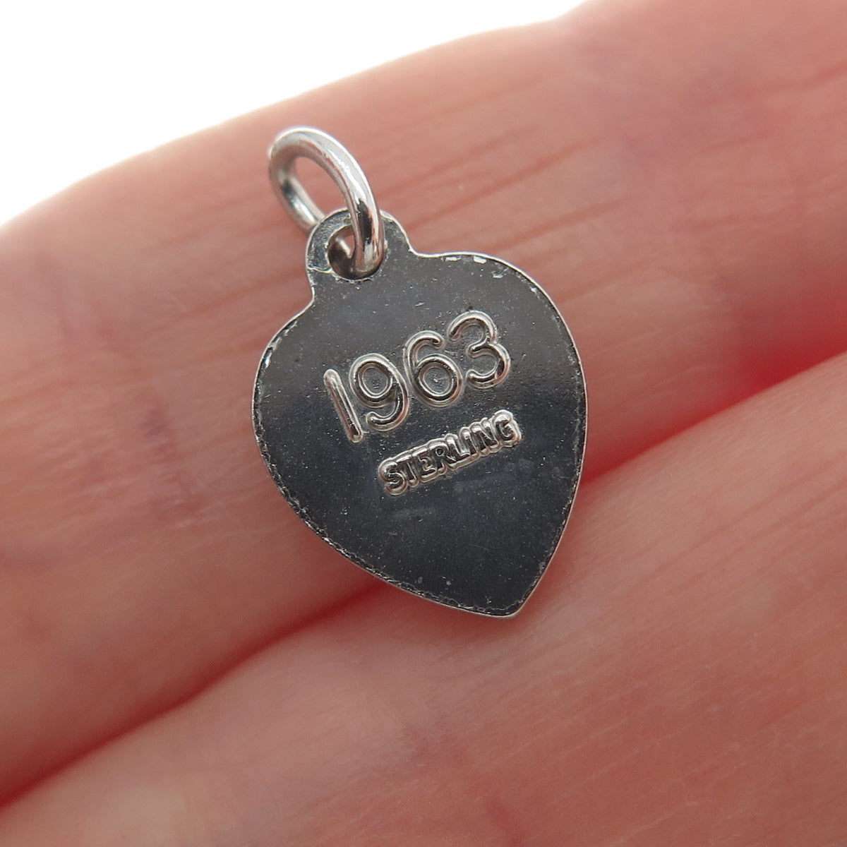 925 Sterling Silver Vintage 1963 Beta Sigma Phi Heart Minimalist Charm Pendant