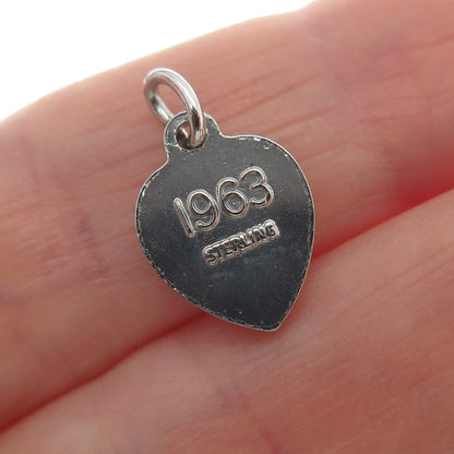 925 Sterling Silver Vintage 1963 Beta Sigma Phi Heart Minimalist Charm Pendant