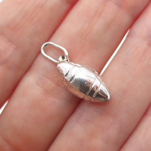 925 Sterling Silver Vintage Italy Football Ball Minimalist 3D Charm Pendant