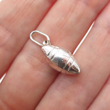 925 Sterling Silver Vintage Italy Football Ball Minimalist 3D Charm Pendant