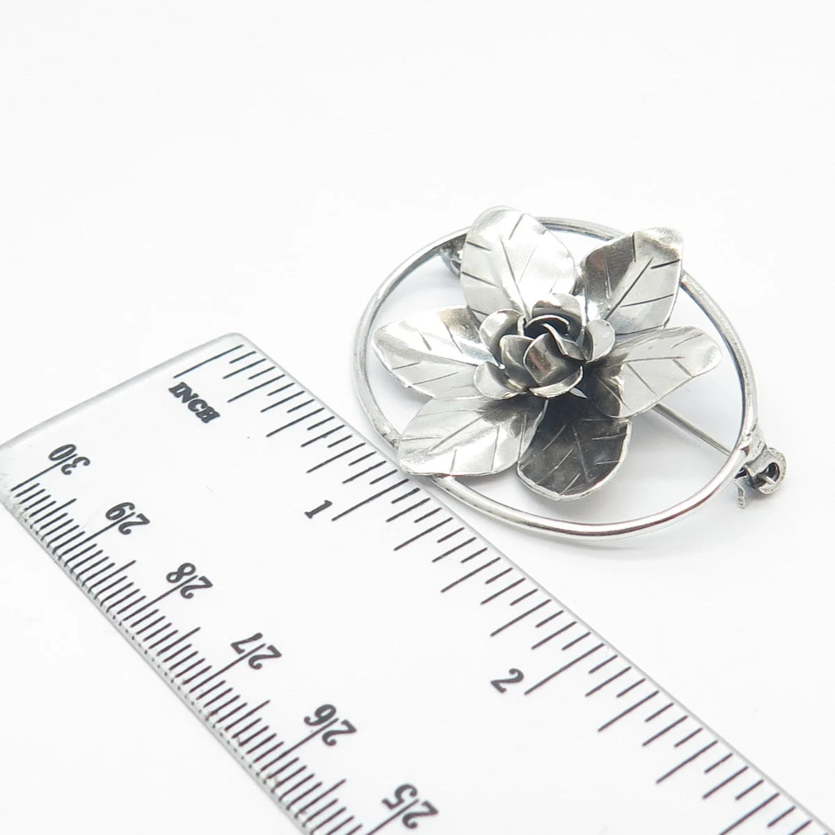 925 Sterling Silver Vintage Floral Pin Brooch