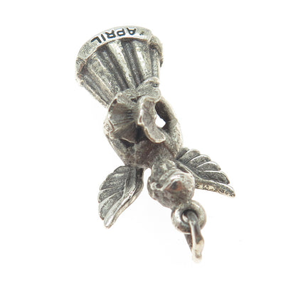 CREED 925 Sterling Silver Antique Art Deco "April' Angel Charm Pendant