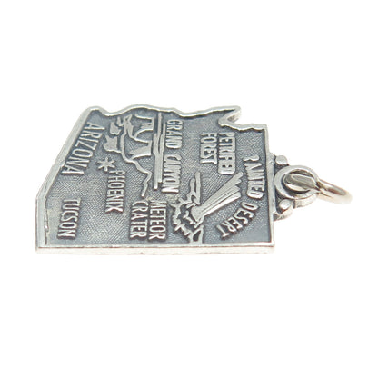 925 Sterling Silver Vintage Arizona State Map Charm Pendant