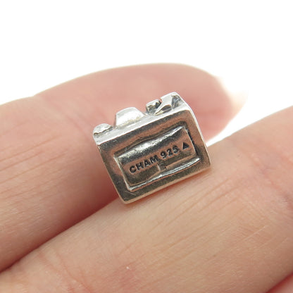 CHAMILIA 925 Sterling Silver Round-Cut C Z Retro Camera Bead Charm