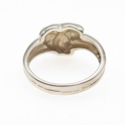 925 Sterling Silver Vintage Modernist Heart Ring Size 7.25