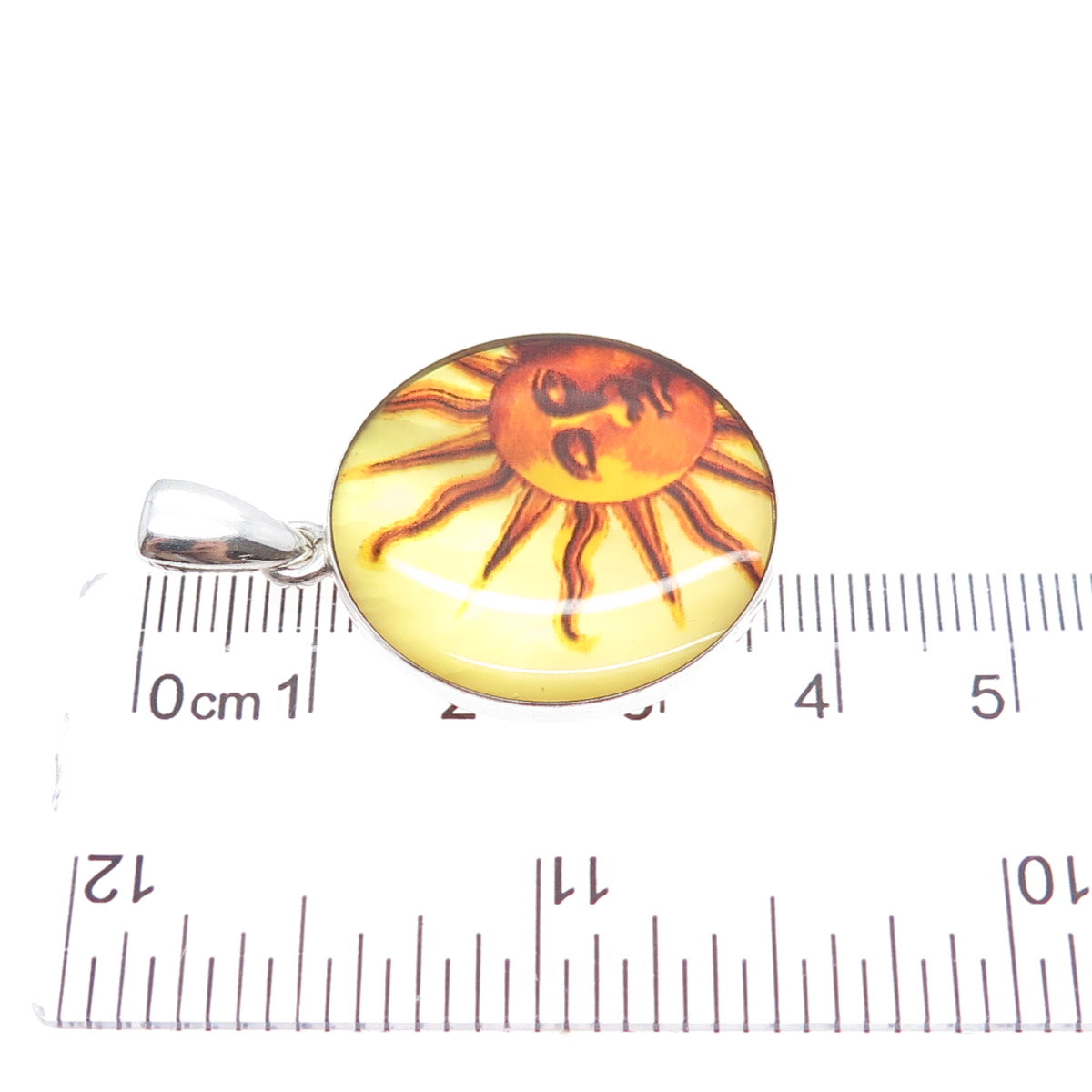 CNA PRANDA 925 Sterling Silver Vintage Glass Sun Symbol Charm Pendant