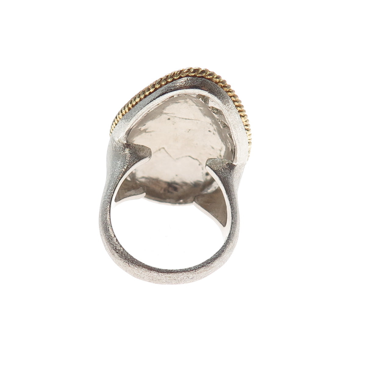 925 Sterling Silver 2-Tone Modernist Brushed Ring Size 8