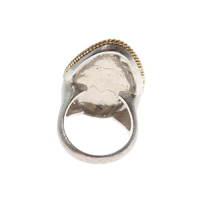 925 Sterling Silver 2-Tone Modernist Brushed Ring Size 8