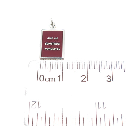 925 Sterling Silver Enamel Give Me Something Wonderful Minimalist Charm Pendant