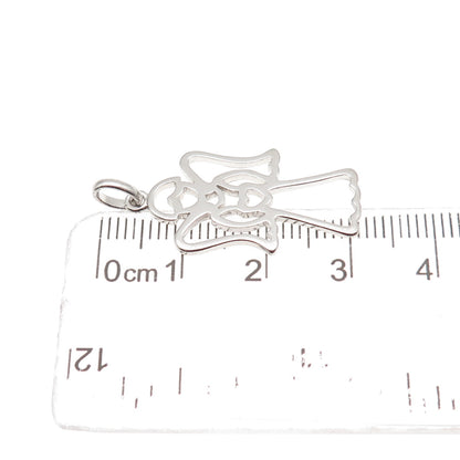 925 Sterling Silver Vintage BMD Heart Guardian Angel Charm Pendant