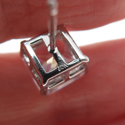 925 Sterling Silver Princess-Cut C Z Stud Earrings