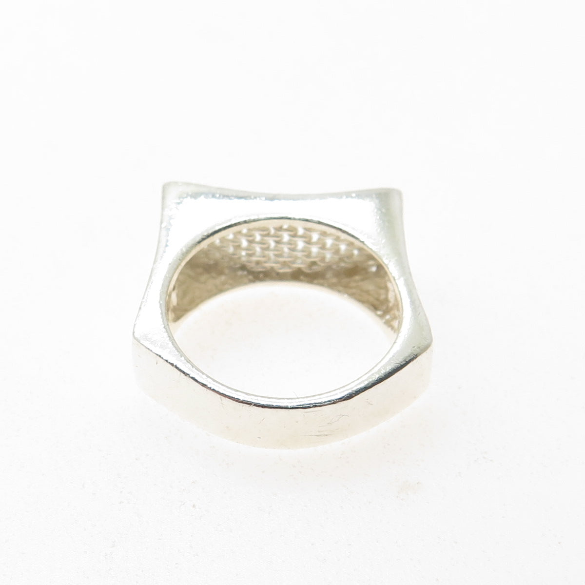 925 Sterling Silver Vintage Modernist Mesh Ring Size 8.25