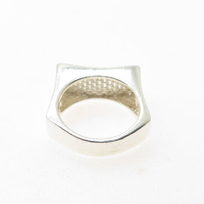 925 Sterling Silver Vintage Modernist Mesh Ring Size 8.25