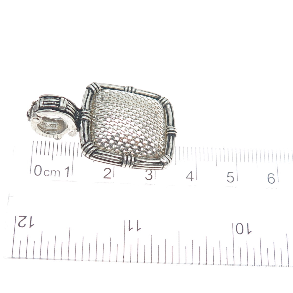 ESPO SIG Joseph Esposito 925 Sterling Silver Vintage Mesh Dome Oxidized Pendant