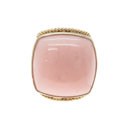 925 Sterling Silver 2-Tone Vintage HB Artisan Real Pink Opal Ring Size 5.25