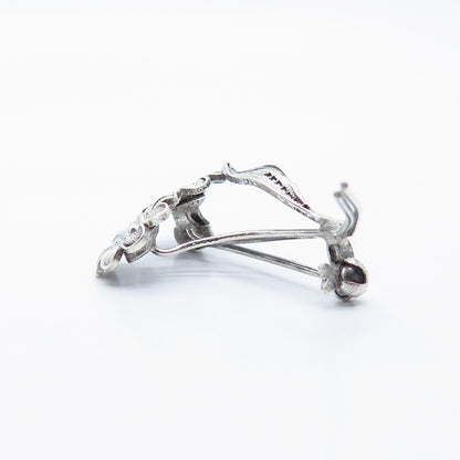 800 Silver Vintage Floral Leaf Filigree Pin Brooch
