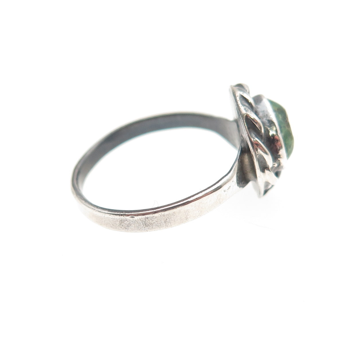 Old Pawn Sterling Silver Vintage Royston Turquoise Feather Tribal Ring Size 6.5