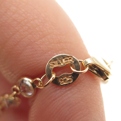 925 Sterling Silver Gold Plated Round-Cut C Z Bracelet 8.25"