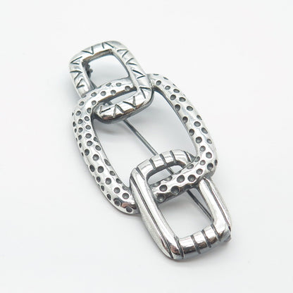 925 Sterling Silver Vintage Ornate Chain Link Pin Brooch