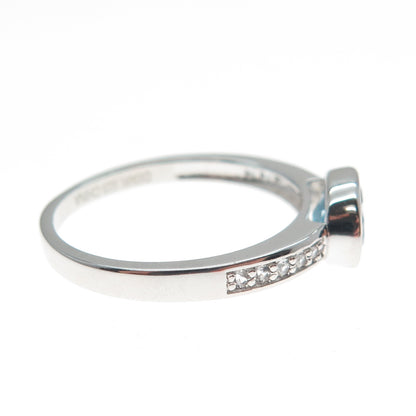 DSMK Sterling Silver Real Oval-Cut Blue & Round-Cut White Topaz Ring Size 8.25