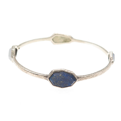 SILPADA 925 Sterling Vintage Chalcedony Lapis Starry Night Bangle Bracelet 8.25"