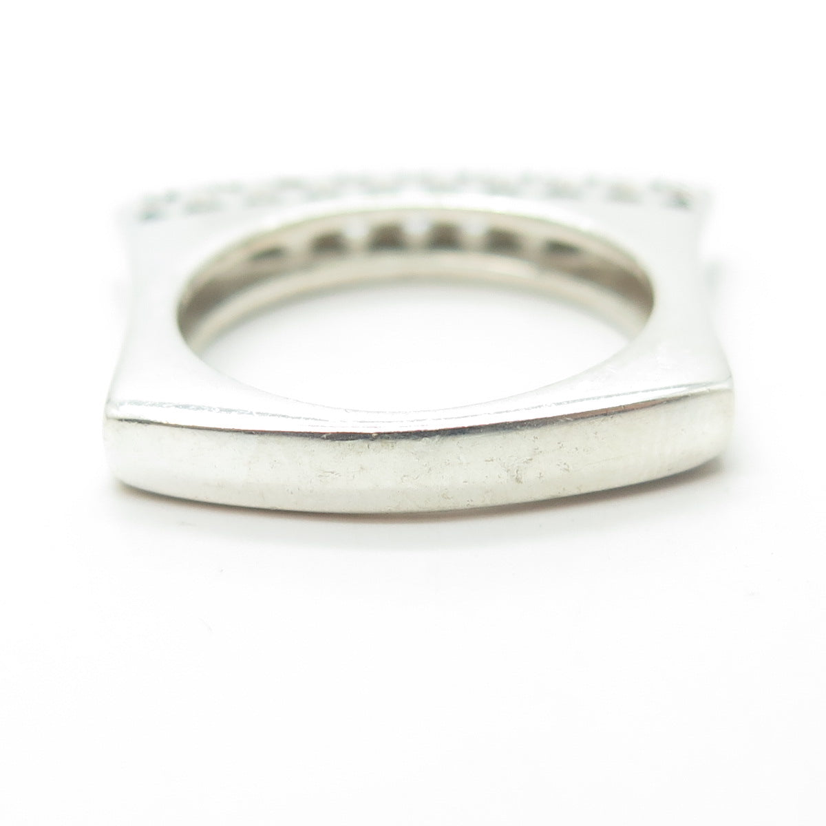 925 Sterling Silver Round-Cut White C Z Bar Ring Size 6.25