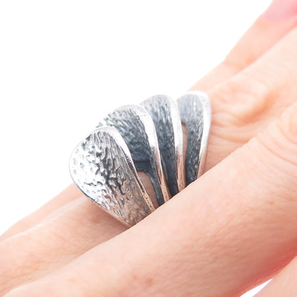 925 Sterling Silver Vintage Modernist Oxidized Ring Size 4.75