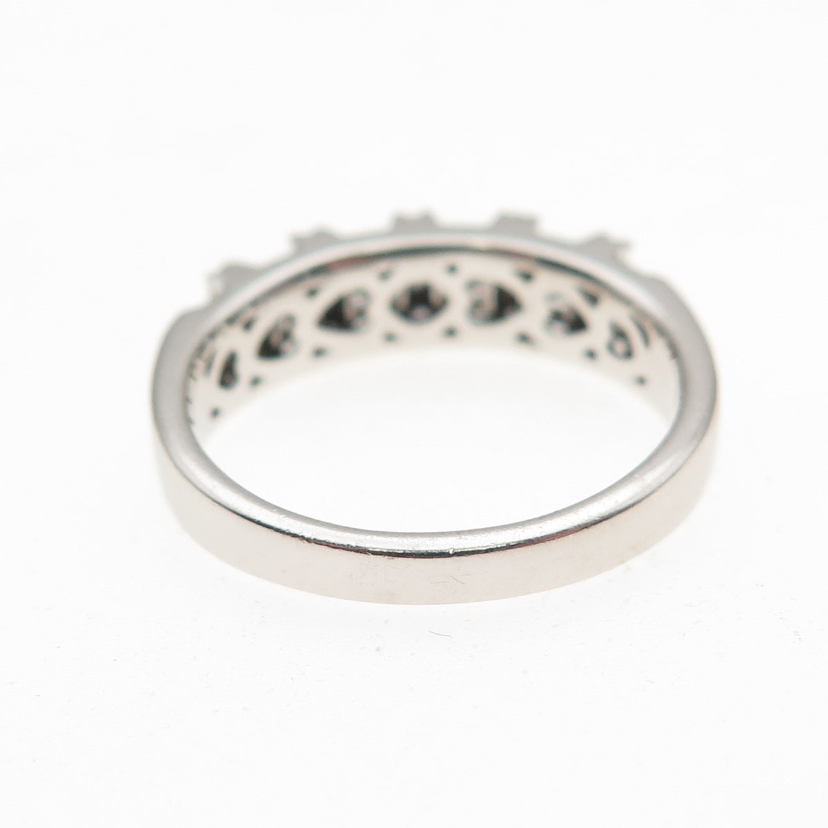 925 Sterling Silver Round & Emerald-Cut C Z Ring Size 6.5