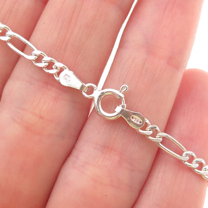 925 Sterling Silver Italy Figaro Link Bracelet 7"